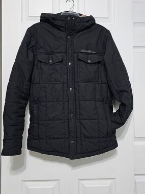 Eddie Bauer Black Quilted Hooded Puffer Jacket
